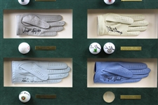 Winners of the US Open 1985-1995 Signed Golf Balls & Gloves Display JSA ALOA
