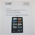 Winners of the US Open 1985-1995 Signed Golf Balls & Gloves Display JSA ALOA