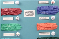 Winners of the PGA 1960-1969 Signed Golf Balls & Gloves Display JSA ALOA