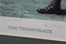 Walton Heath Gifted Taylor, Braid & Vardon 'The Triumvirate' Ltd Ed Print 26/300 to Doug Sanders - Framed