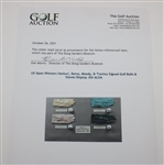 US Open Winners Venturi, Boros, Moody, & Trevino Signed Golf Balls & Gloves Display JSA ALOA
