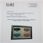 Major Champions of 1975 Signed Golf Glove Display - Nicklaus(x2), Graham, & Watson - Framed JSA ALOA