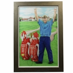 Nick Faldo Signed Major Championships Bag Kathy M. Crosse Print - Framed JSA ALOA
