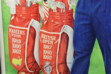 Nick Faldo Signed Major Championships Bag Kathy M. Crosse Print - Framed JSA ALOA