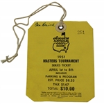 1951 Masters Tournament SERIES Badge #251 with Original String - Ben Hogan Winner
