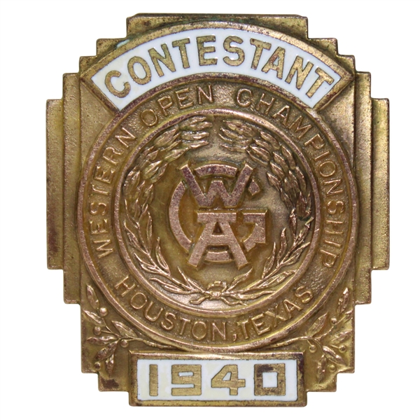 1940 Western Open Championship (WGA) Contestant Badge - Won by Jimmy Demaret