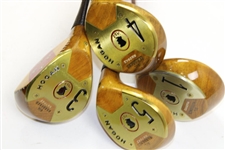 Set of Ben Hogan 1953 Oil Hardened Commemorative 1, 3, 4 & 5 Woods with Original Grips & Headcovers