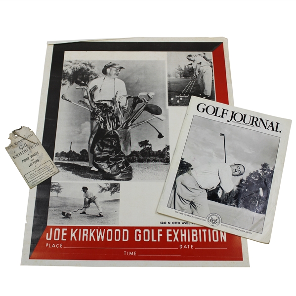 Joe Kirkwood Exhibition Ticket, Golf Journal, & Advertising Poster