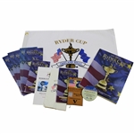 2004 Ryder Cup at Oakland Hills Embroidered Flag with Program, Ticket, Button, Napkins & Spectator Guides