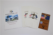 2004 Ryder Cup at Oakland Hills Embroidered Flag with Program, Ticket, Button, Napkins & Spectator Guides