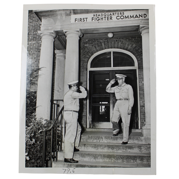 Bobby Jones Salute in Front of First Fighter Command Headquarters 6/23/1942 Wire Photo