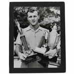 Arnold Palmer Signed B&W Trophy Photo - Matted JSA ALOA