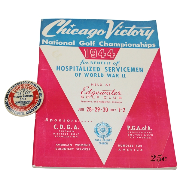 1944 Chicago Victory National Championships Program with Contestant Badge