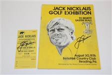 Jack Nicklaus Signed 1976 Golf Exhibition at Berkshire CC Program and Ticket JSA ALOA