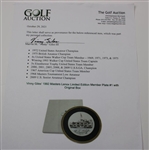 Vinny Giles' 1992 Masters Lenox Limited Edition Member Plate #1 with Original Box