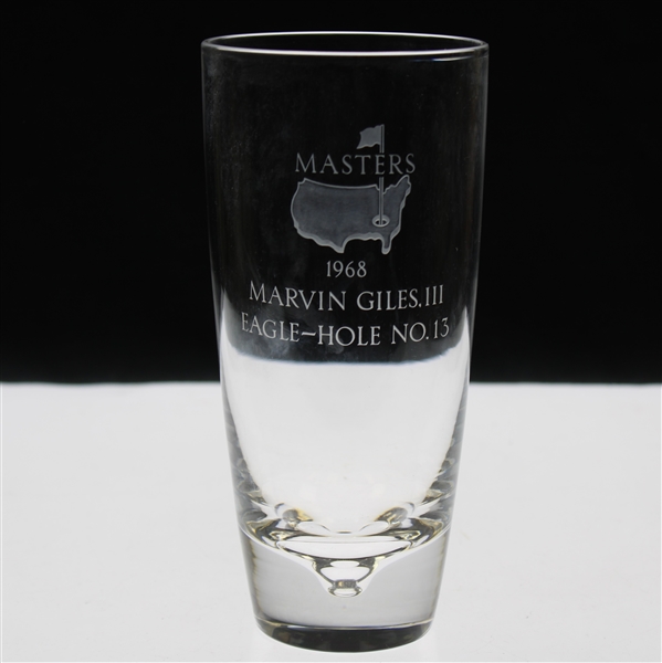 Vinny Giles 1968 Masters Tournament Hole No. 13 Eagle Glass with Original Sleeve - Low Amateur