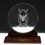 Vinny Giles 2010 USSGA Low Gross Winner Steuben Glass Logo on Plinth with Original Bags