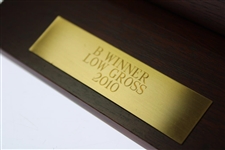 Vinny Giles' 2010 USSGA Low Gross Winner Steuben Glass Logo on Plinth with Original Bags