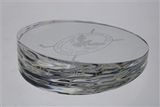 Vinny Giles' 2010 USSGA Low Gross Winner Steuben Glass Logo on Plinth with Original Bags
