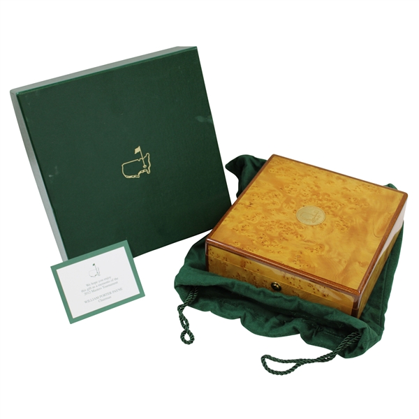 Vinny Giles' 2012 Augusta National GC Ltd Ed Masters Gift Burlwood Box in Bag with Card