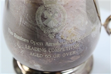 Vinny Giles' The Seniors Open Amateur Leading Competitor Cup in R&A Wood Box