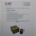 Vinny Giles' The Seniors Open Amateur Leading Competitor Cup in R&A Wood Box