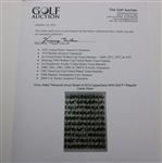 Vinny Giles' Personal Uncut Sheet of 2012 UpperDeck SPA Golf F1 Regular Cards Silver