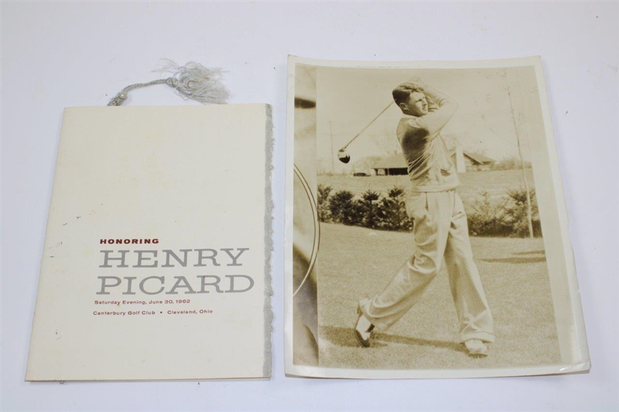 1962 Honoring Henry Picard at Canterbury Program with Post-Swing Wire Photo