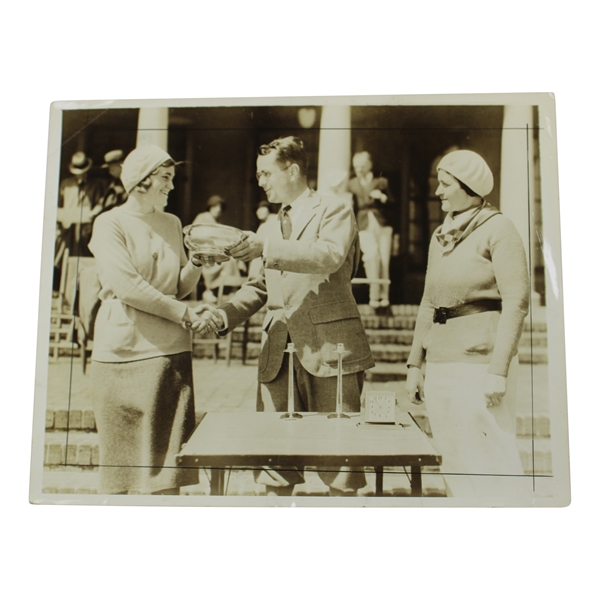 Maureen Orcutt's 1932 A.P. Wire Photo Receiving North/South Trophy from Richard S. Tufts
