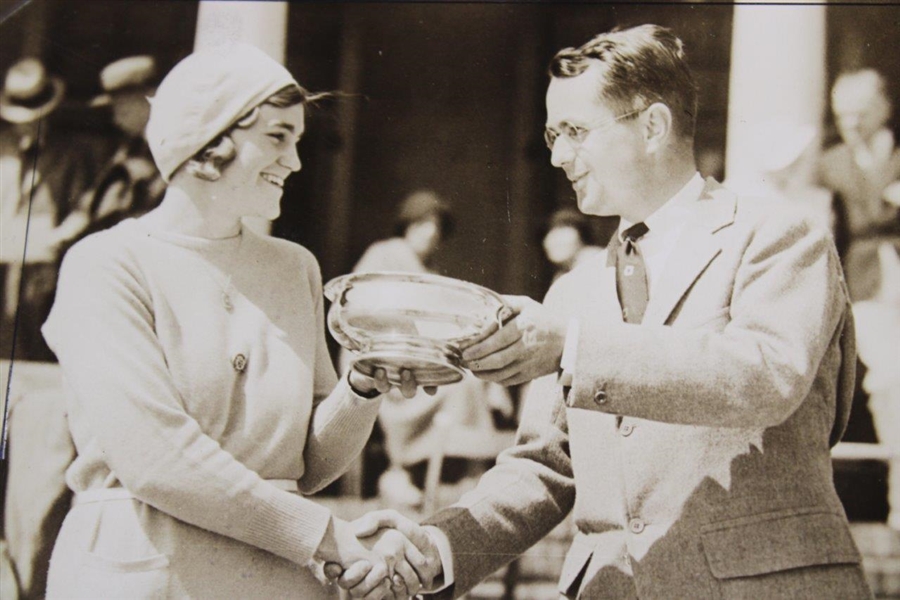 Maureen Orcutt's 1932 A.P. Wire Photo Receiving North/South Trophy from Richard S. Tufts