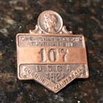 1921 U.S. Open - Jim Barnes - Columbia Country Club Contestant Badge #107 - ONE OF THE RAREST KNOWN!