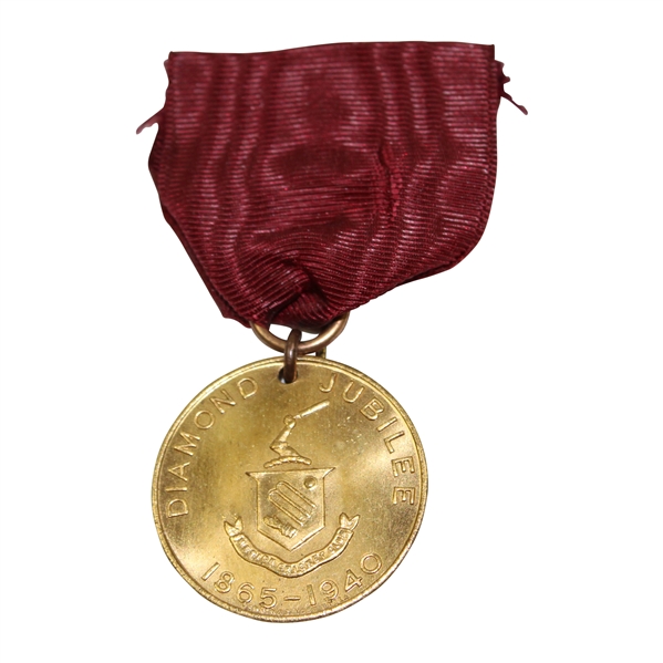 1940 Merion Cricket Club Diamond Jubilee Golf Medallion w/Ribbon - Commemorates 75th Anniversary