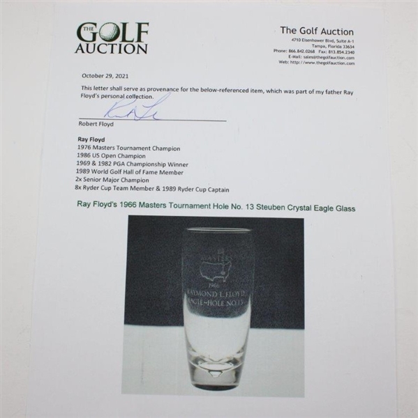 Ray Floyd's 1966 Masters Tournament Hole No. 13  Steuben Crystal Eagle Glass