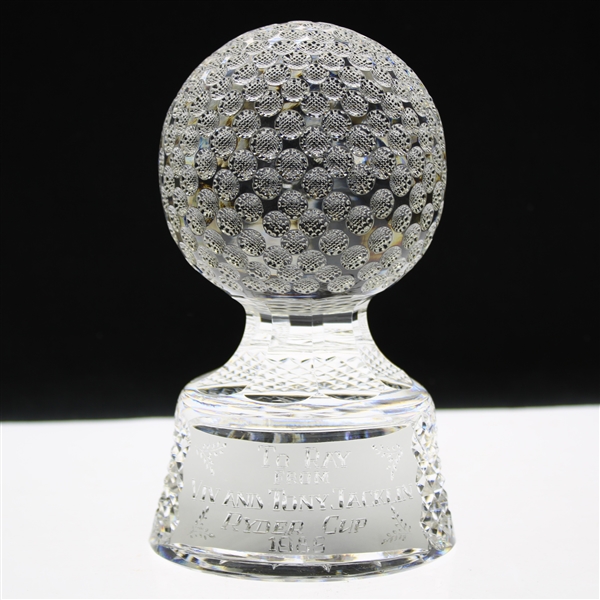 Ray Floyds 1985 Ryder Cup Gifted Crystal Golf Ball from Liv & Tony Jacklin