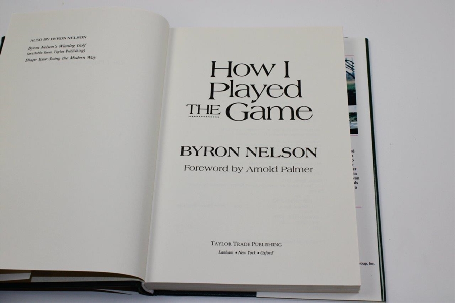 Byron Nelson Signed 1993 'How I Played The Game' Autobiography JSA ALOA