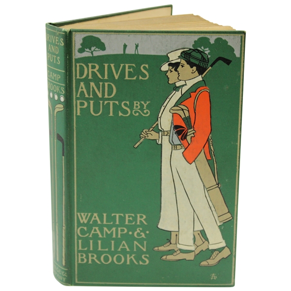 1899 'Drives and Puts' by Walter Camp & Lilian Brooks - Superb Cover Illustration - Excellent Condition