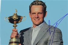 Luke Donald Signed Photo at 2010 Ryder Cup Holding Trophy JSA ALOA