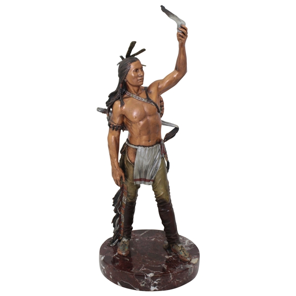 Ray Floyds 1997 C.A. Pardell Native American Holding Feather on Marble Base Statue