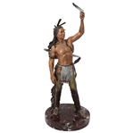 Ray Floyds 1997 C.A. Pardell Native American Holding Feather on Marble Base Statue