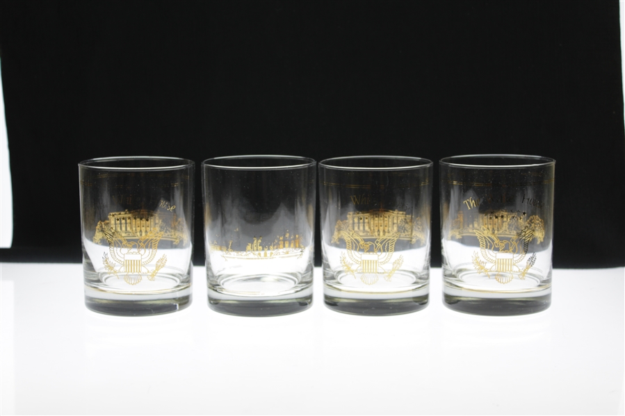 Ray Floyds Set of Four(4) The White House Rocks Glasses - Faded