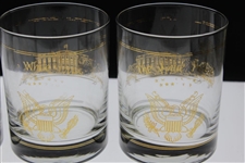 Ray Floyd's Set of Four(4) The White House Rocks Glasses - Faded