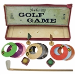 1960s The Chad Valley Golf Game with Flagsticks, Balls, Club, & Holes in Original Box