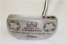 Scotty Cameron Titleist Studio Select Fastback No. 1 Putter with Rickie Fowler Signed Head Cover JSA ALOA