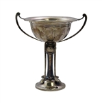 Undated Sterling Silver Golf Themed Trophy Cup with Four Clubs on Stem - #83 Sticker on Base