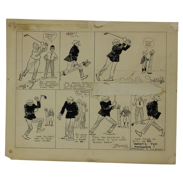 Original Clare Briggs Pen & Ink Whats The Answer Cartoon Strip - 1918