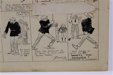Original Clare Briggs Pen & Ink 'What's The Answer' Cartoon Strip - 1918