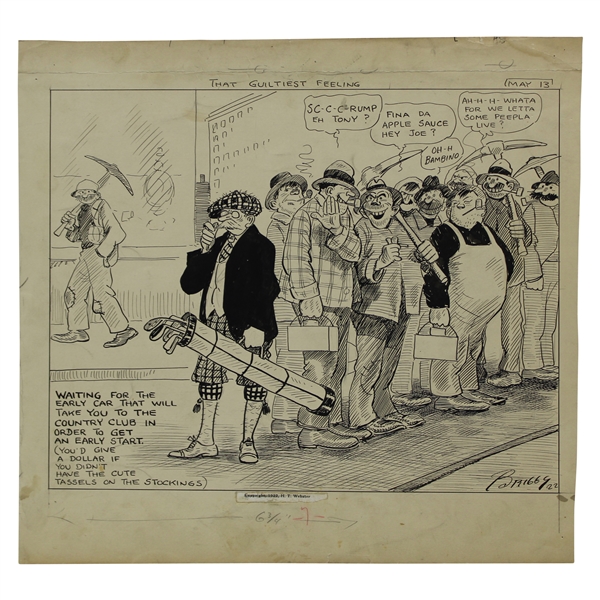 Original Clare Briggs Pen & Ink That Guiltiest Feeling Cartoon Pubished by H.T. Webster - May 13, 1922