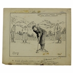 Original Clare Briggs Pen & Ink Radio Golf Cartoon For New York Tribune - March 22, 1925
