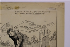Original Clare Briggs Pen & Ink 'Radio Golf' Cartoon For New York Tribune - March 22, 1925