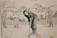 Original Clare Briggs Pen & Ink 'Radio Golf' Cartoon For New York Tribune - March 22, 1925